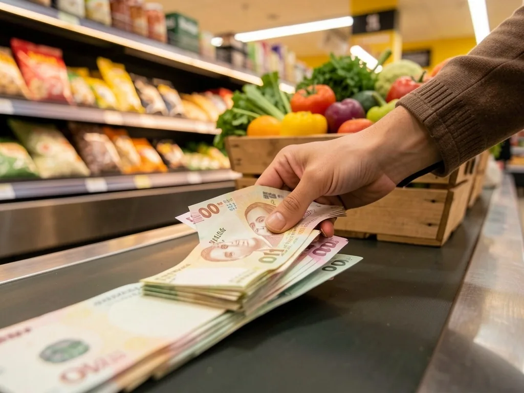 Markette nakit ile ödeme yapan el